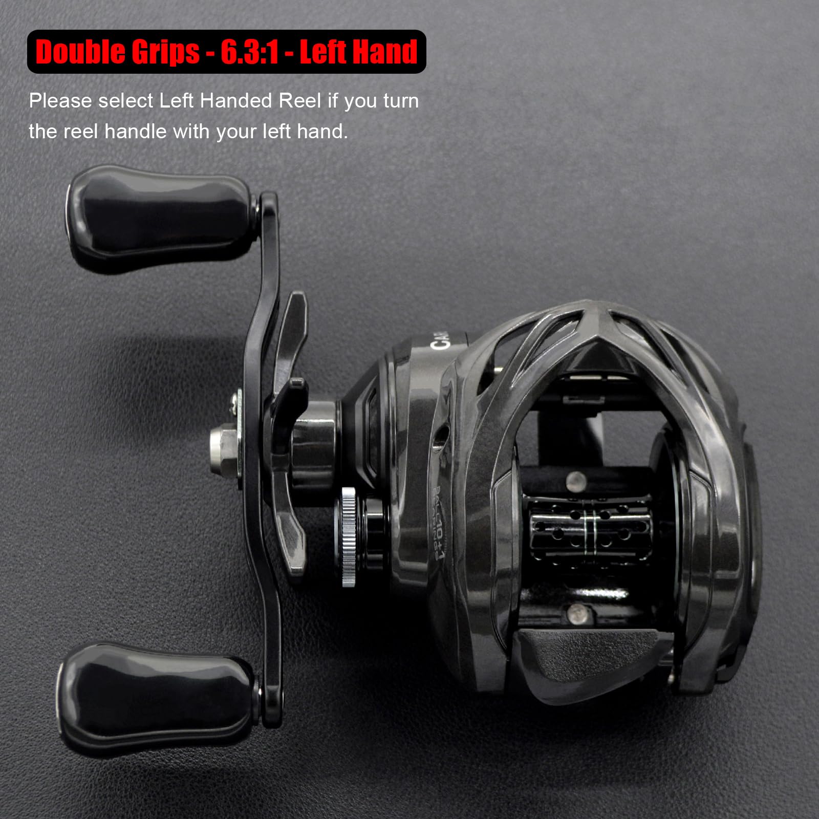 Camekoon Carbon 300 reel side covers closeup highlighting rugged durability for saltwater use.
