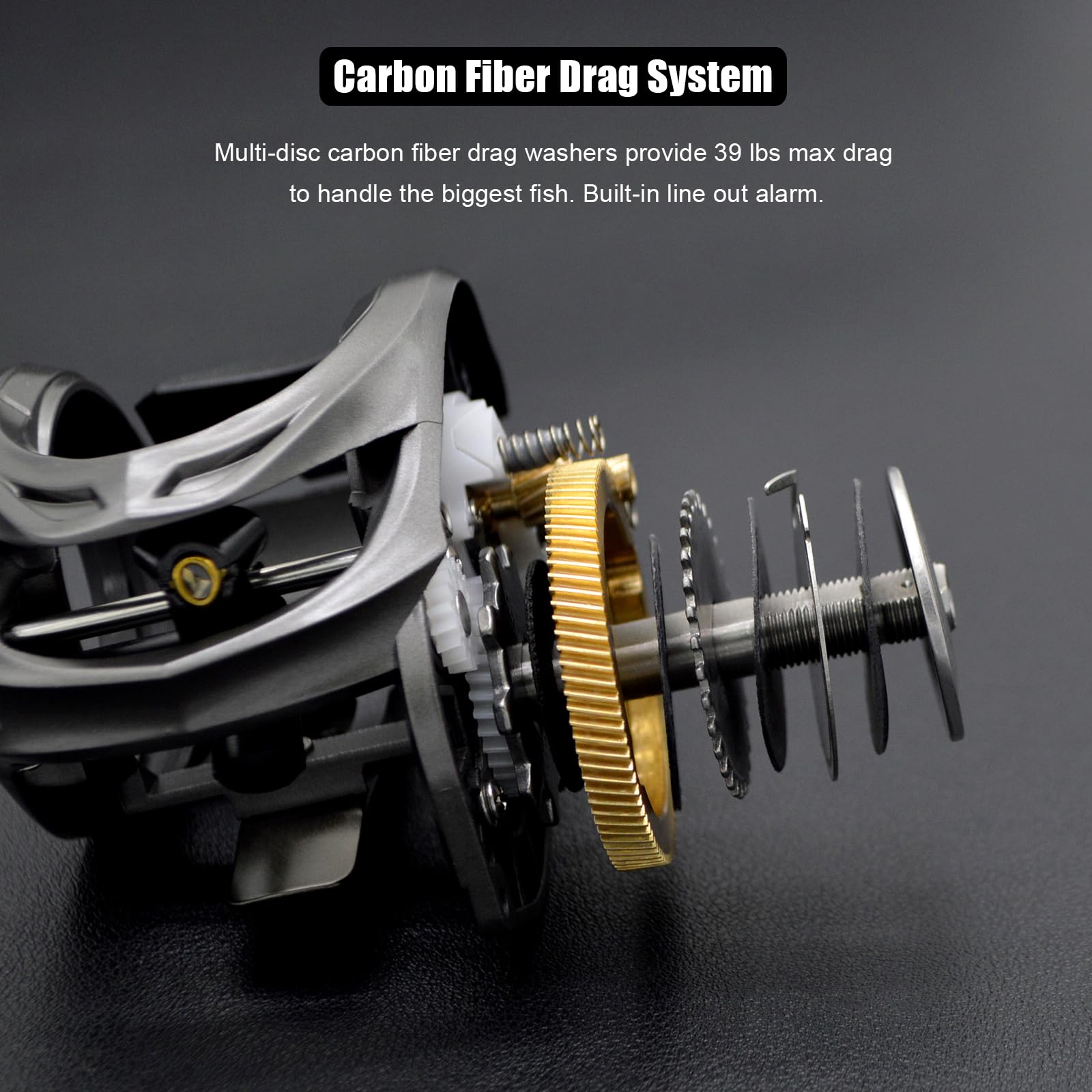 Detail of 7.2:1 high-speed gear ratio on Carbon 380