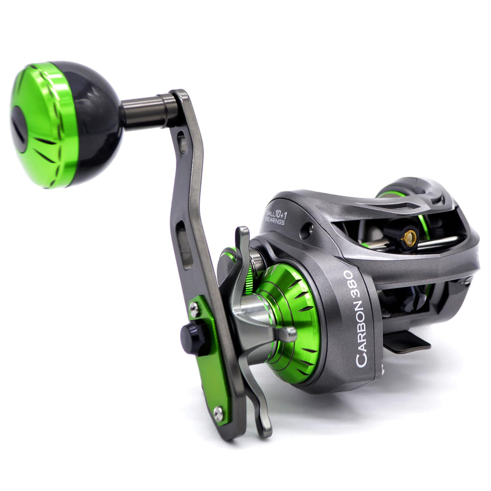 Front view of CAMEKOON Carbon 380 baitcasting reel