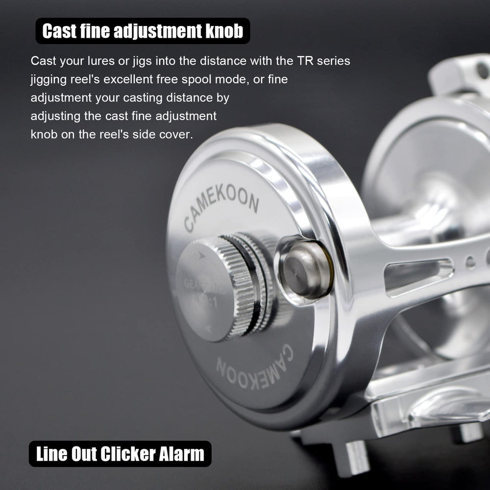 CAMEKOON reel with loud clicker alarm for audible drag feedback