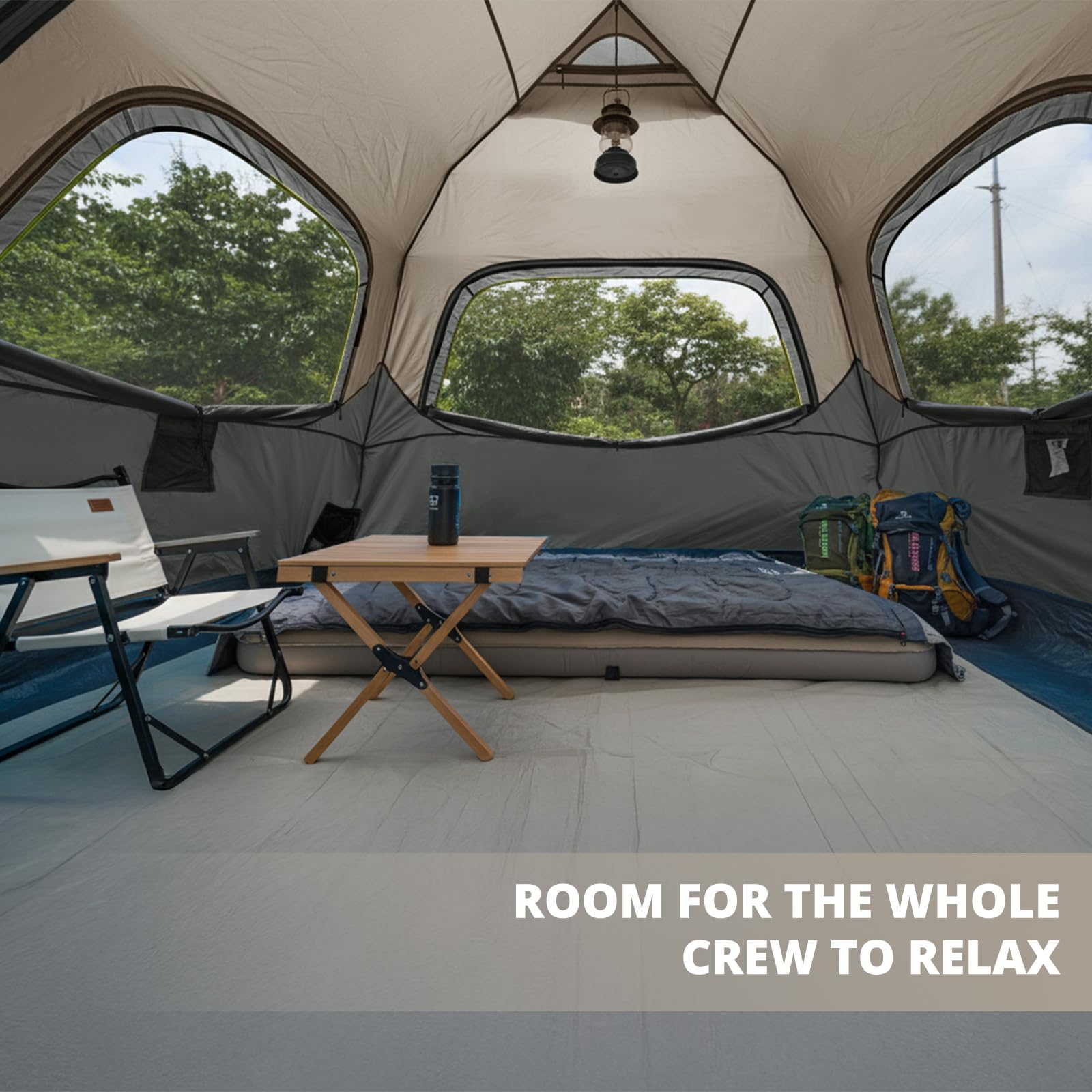Camel Crown 4-6 person tent interior offers spacious comfort for sleeping