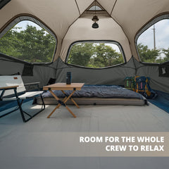 Camel Crown 4-6 person tent interior offers spacious comfort for sleeping