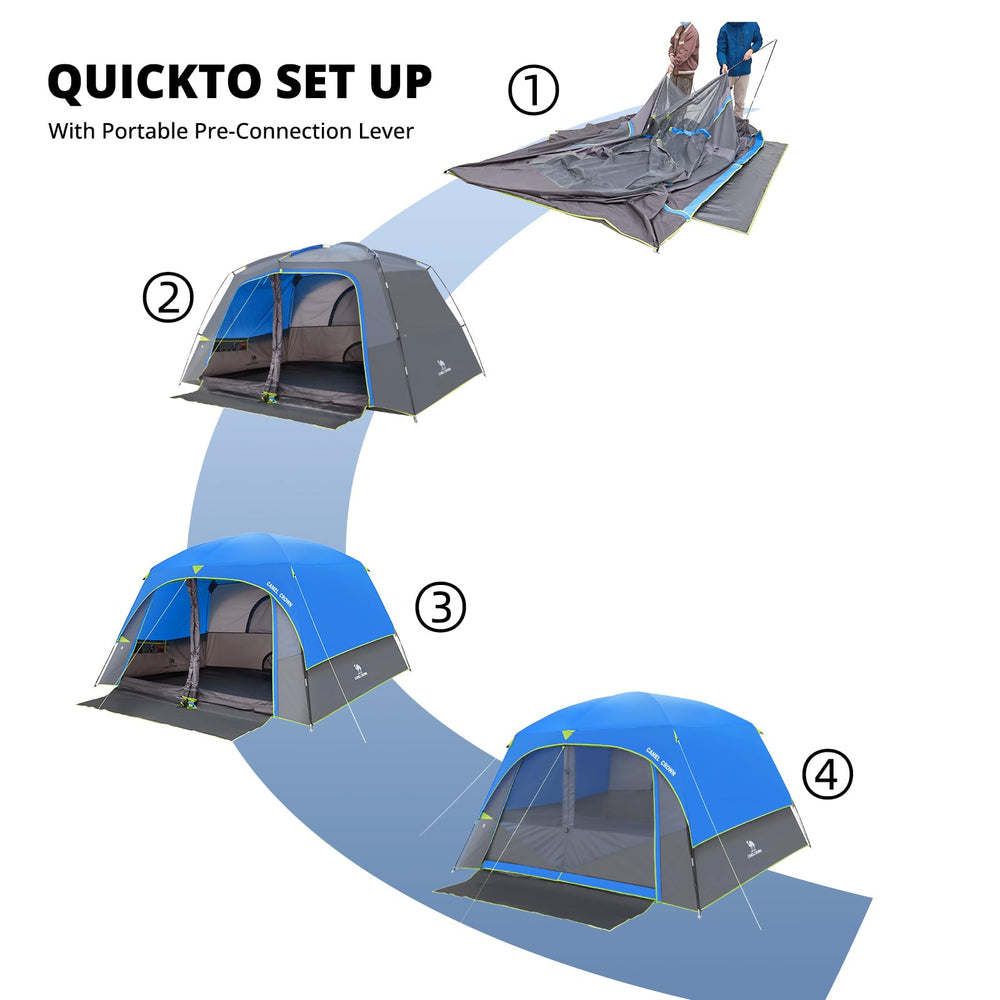Camel Crown 6-person tent easy setup saves time after a long day outdoors