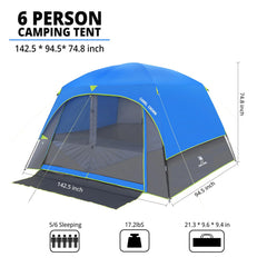 Camel Crown 6-person tent spacious interior fits 5-6 for relaxed sleeping