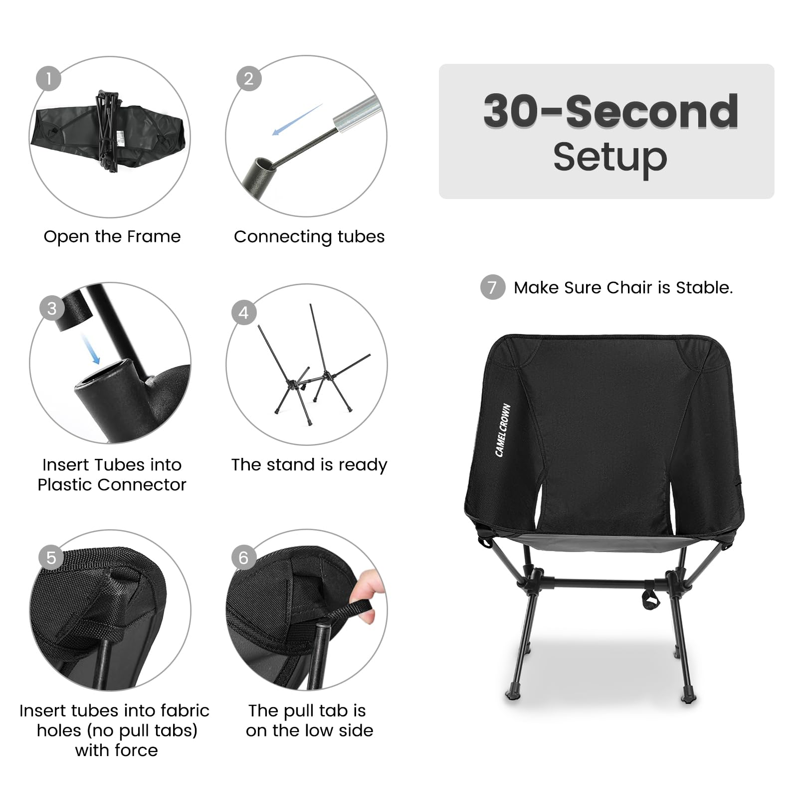 CAMEL CROWN portable camping chair compact stowed in trunk for road trips.
