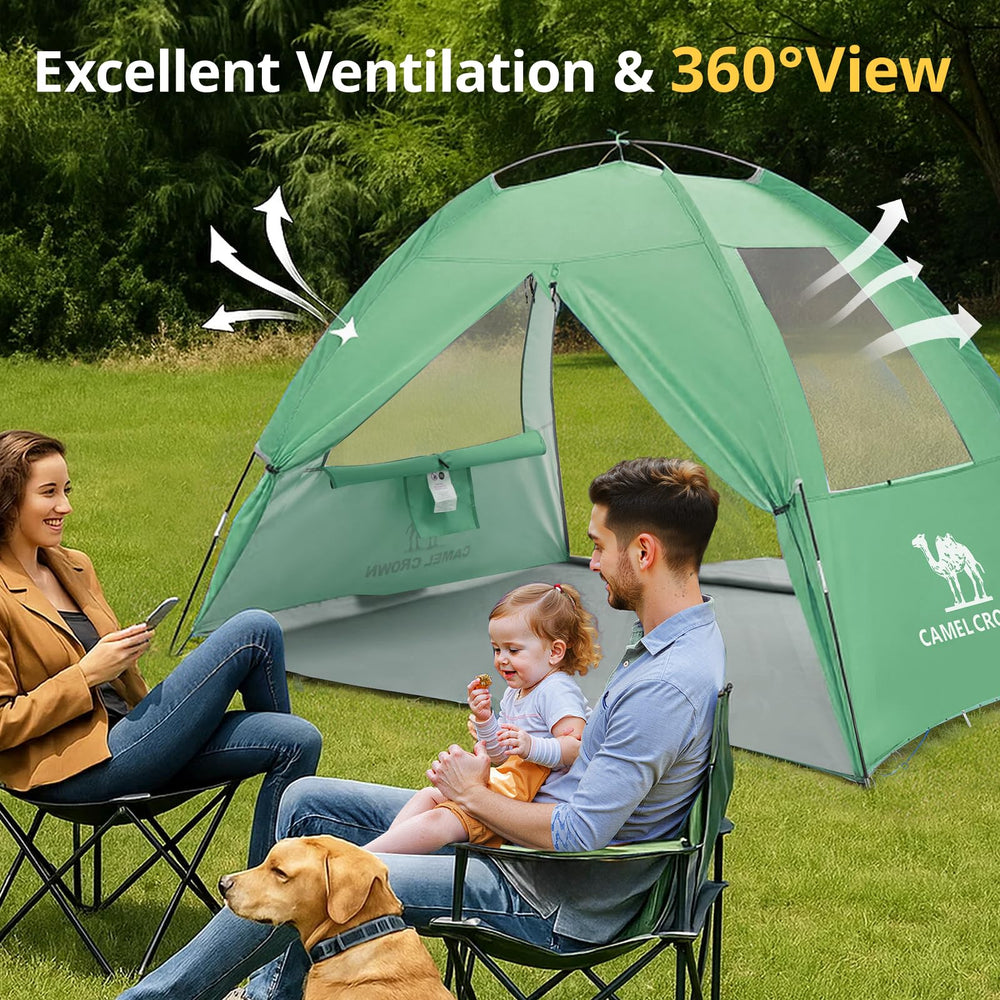 CAMEL CROWN tent with dual doors and mesh windows for airflow.