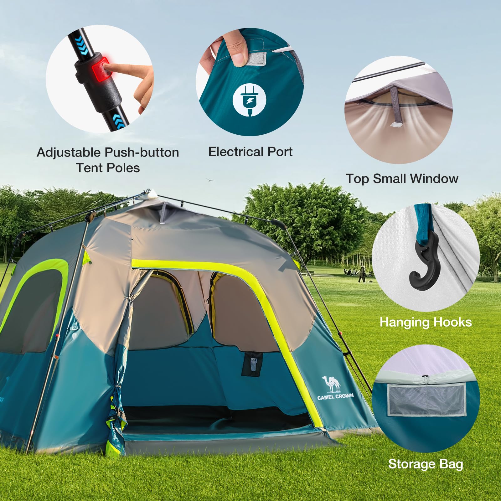 CAMEL CROWN ink-blue tent with 2000mm PU coating for rain-ready performance