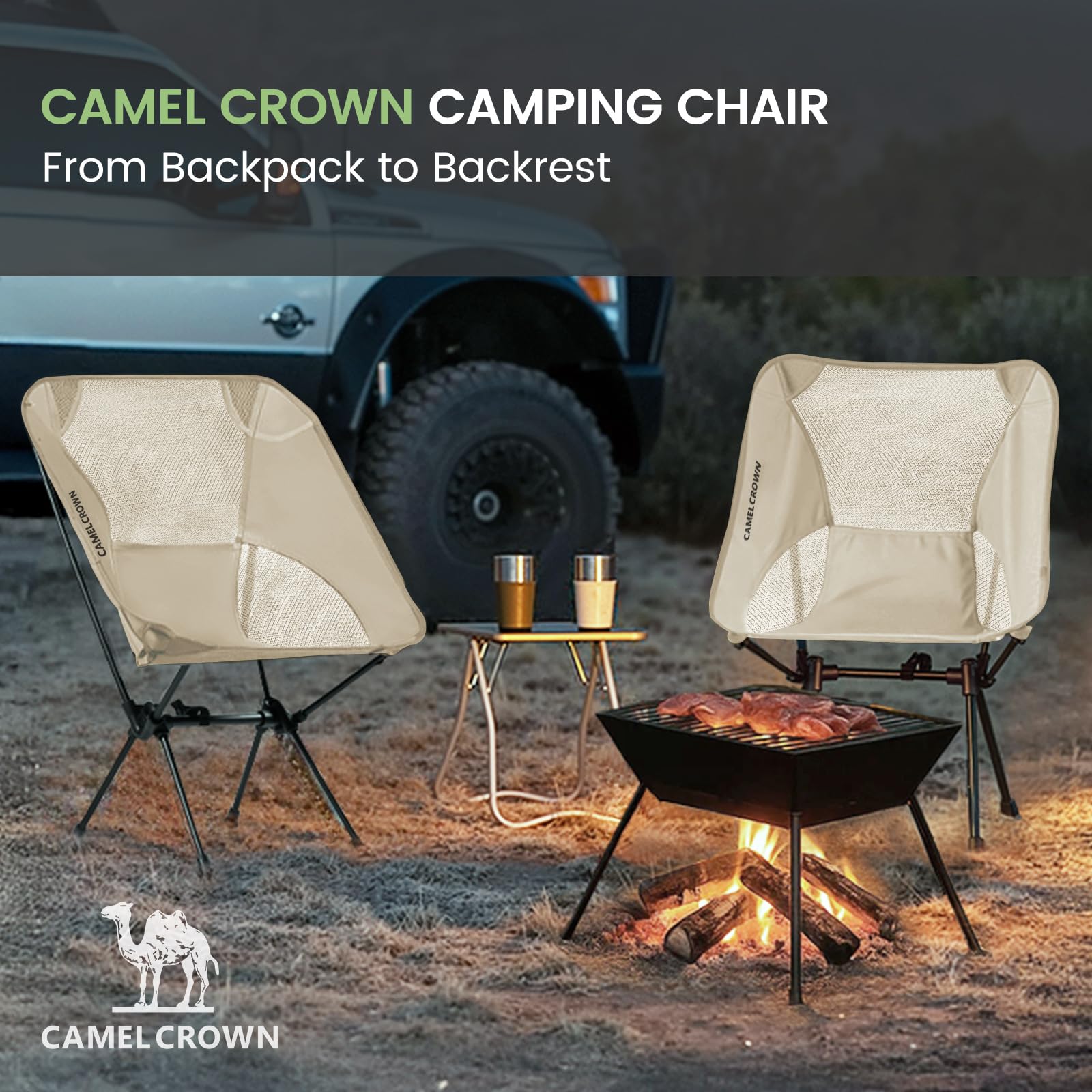 CAMEL CROWN portable camping chair festival and picnic-ready seating.