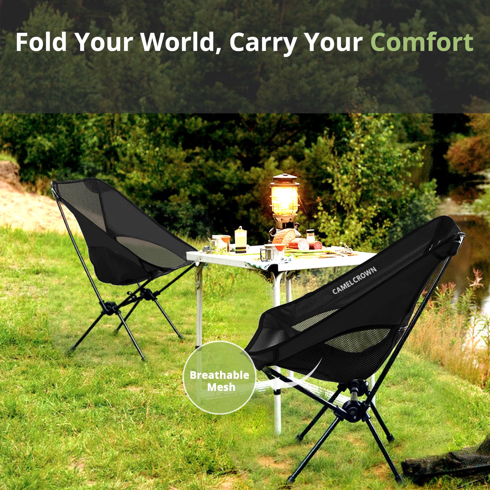 Camel Crown portable chair ideal for festivals, tailgates, picnics.