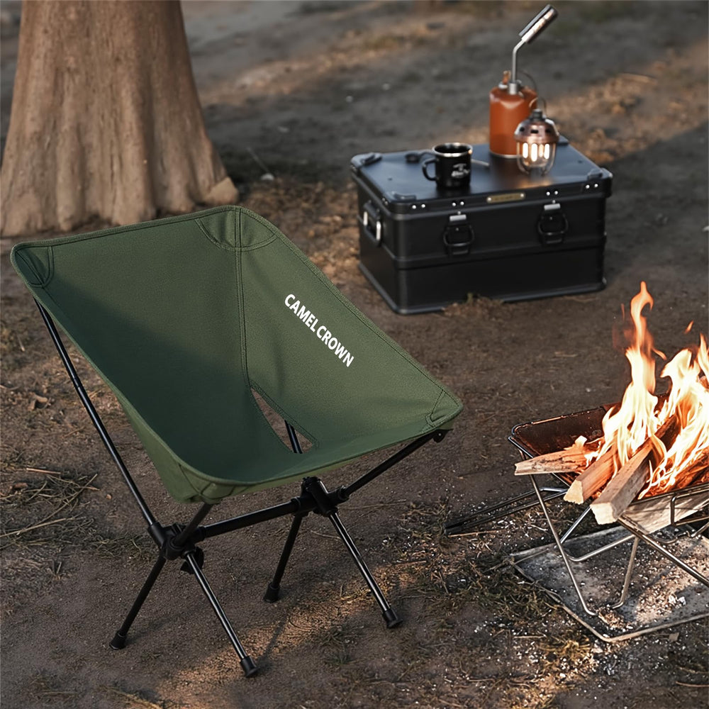 CAMEL CROWN portable camping chair open-seat showing ergonomic seating and comfort.