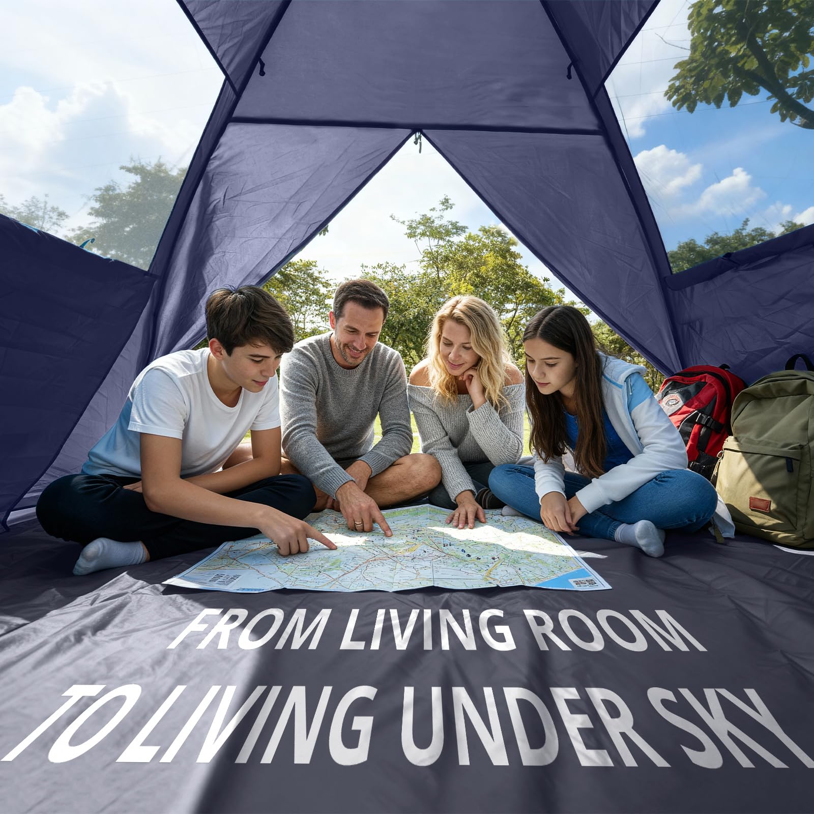 Camel Crown silver-coated fabric provides UPF 50+ sun protection and cooler interior.