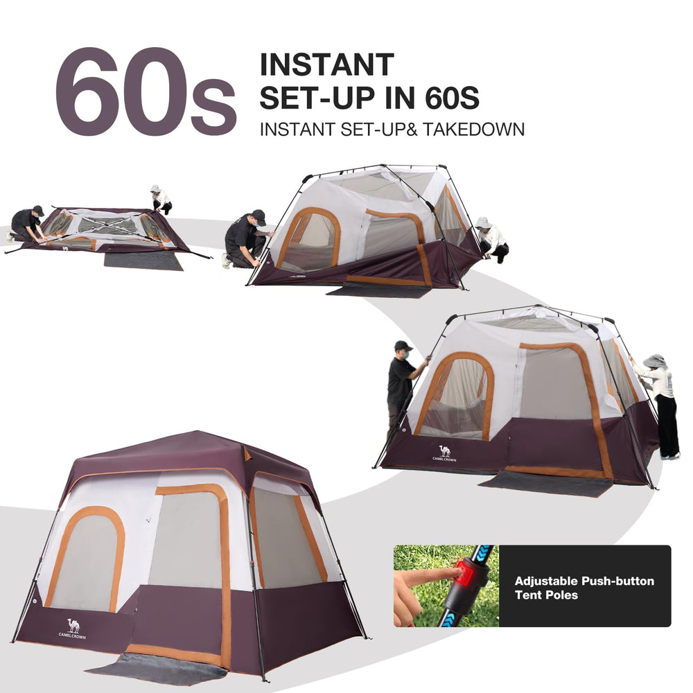 Camel Crown tent 6-person-capacity is ideal for family camping trips.