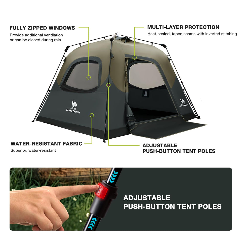 Camel Crown tent with carry bag enables easy transport