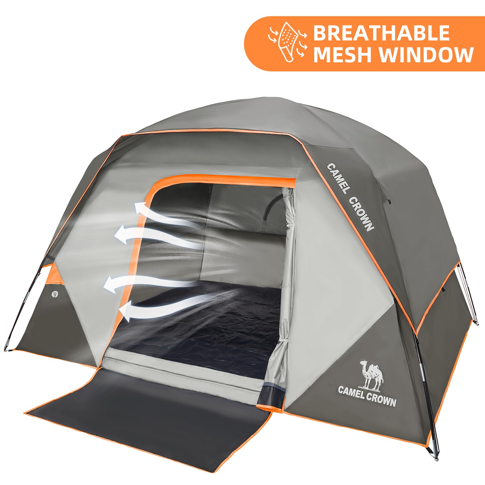 Camel Crown tent's durable stake system stands up to wind and rain.