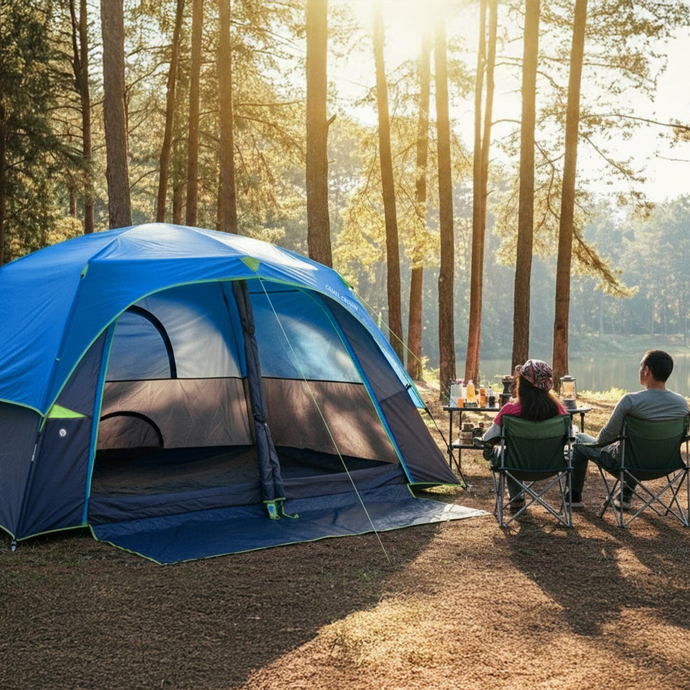 Camel Crown tent floor mat keeps shoes organized and gear tidy