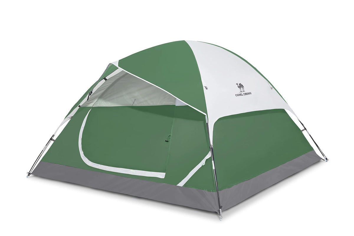 Camel Crown tent exterior shows a spacious dome for comfortable camping and quick setup.