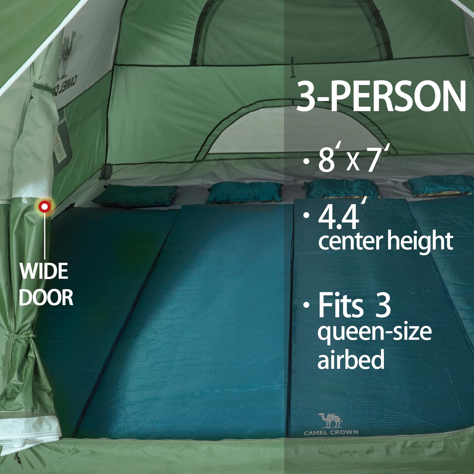 Camel Crown tent suited for family outings, fishing trips, and outdoor gatherings.