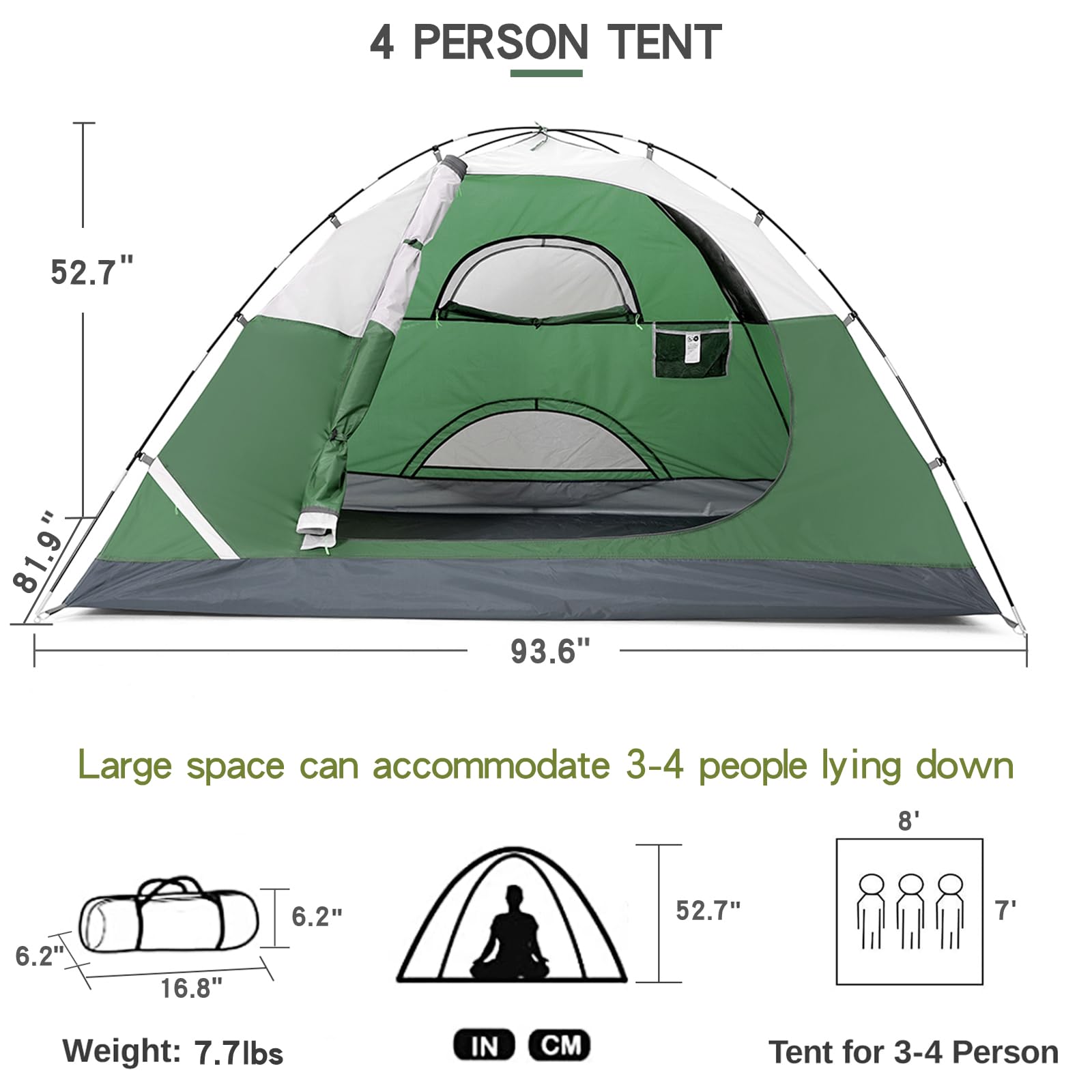 Camel Crown tent interior reveals generous headroom for family camping and cozy living.