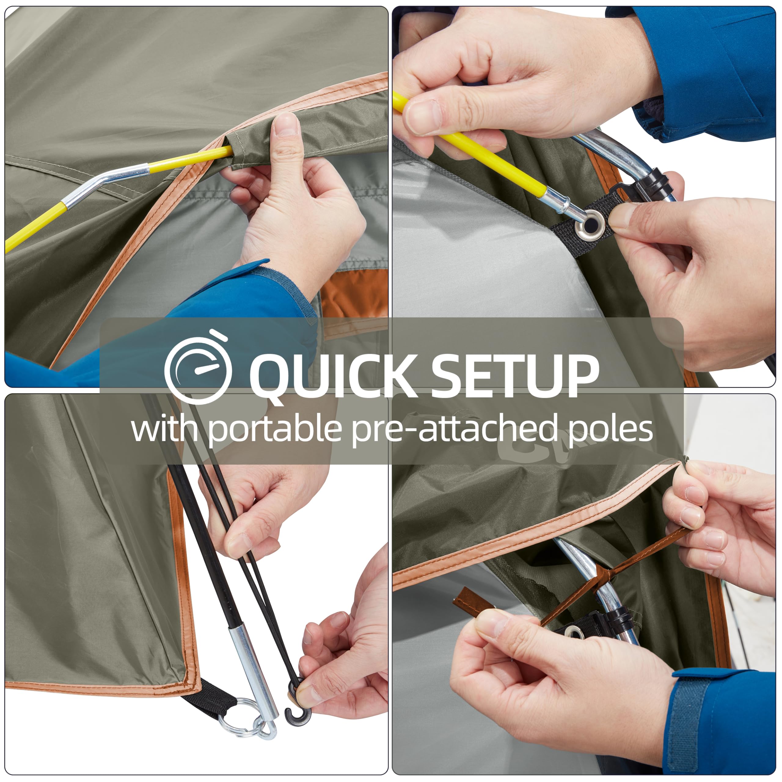 CAMEL CROWN tents quick setup demonstrated for faster pitch