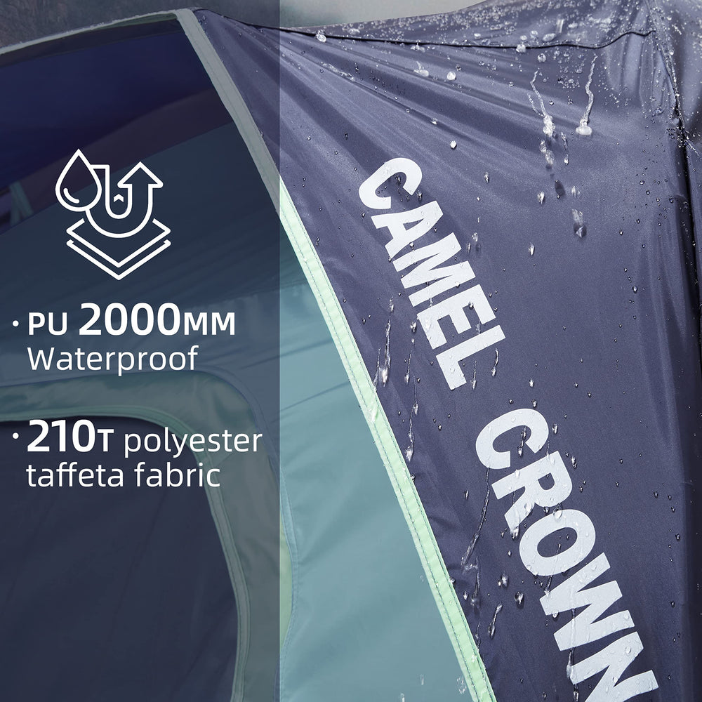 CAMEL CROWN tents quick setup with glass fiber poles.