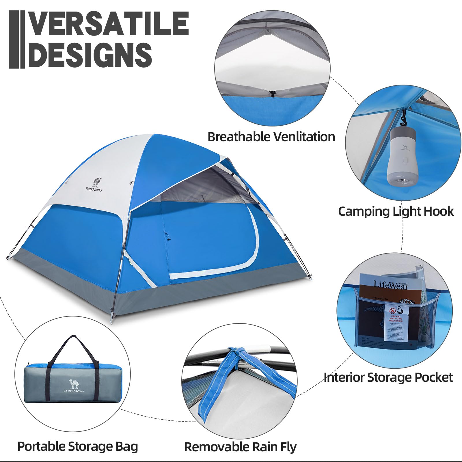 CAMEL CROWN tent in rain demonstrates waterproof stability and wind resistance