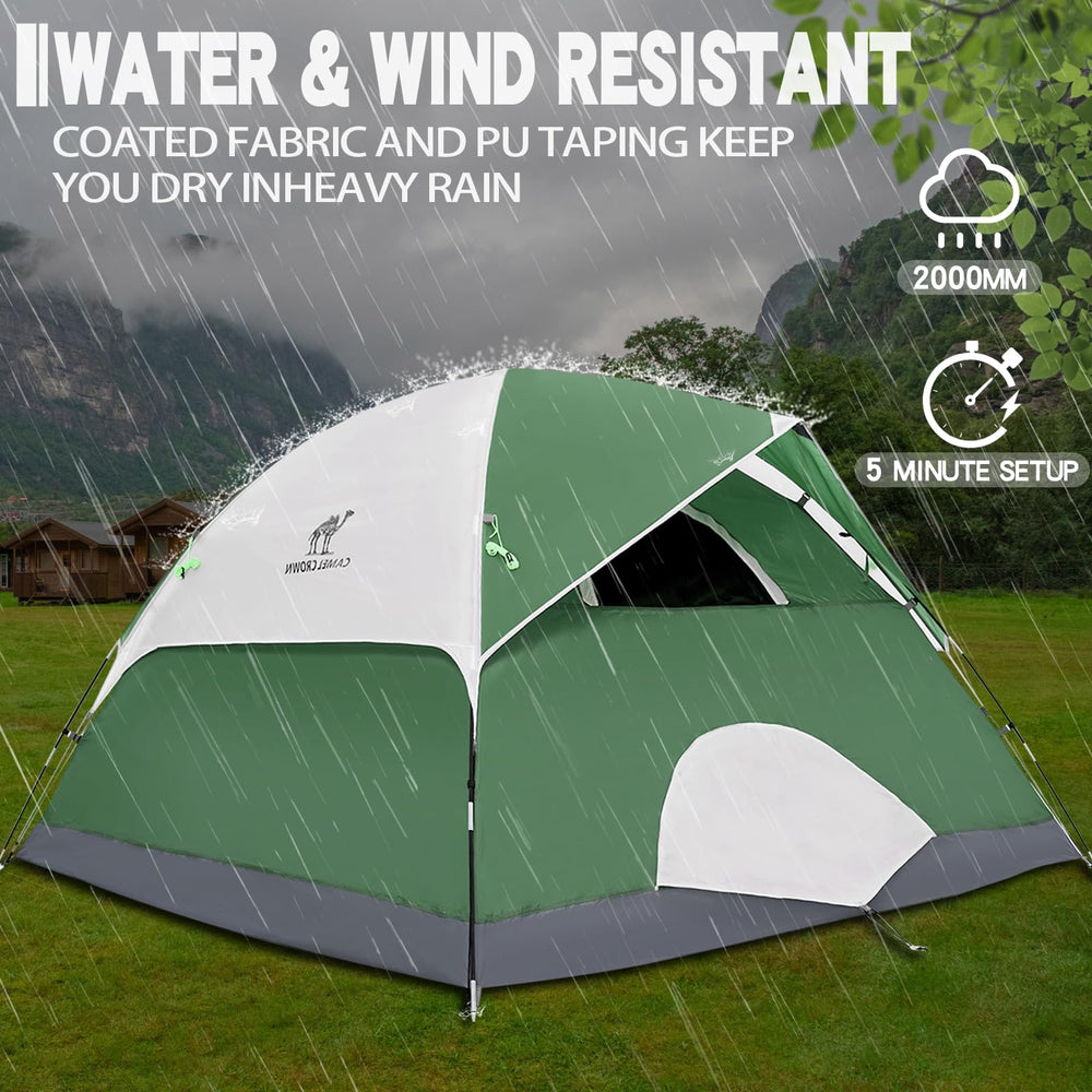 Camel Crown tent waterproof shell shields you from rain and wind.