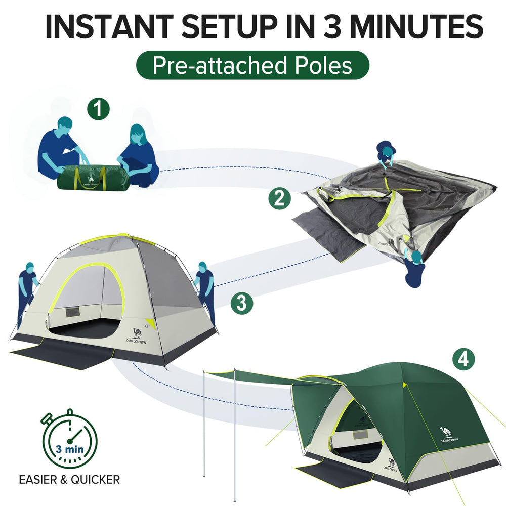 CAMEL CROWN windproof rope system maintains tent stability in breeze.