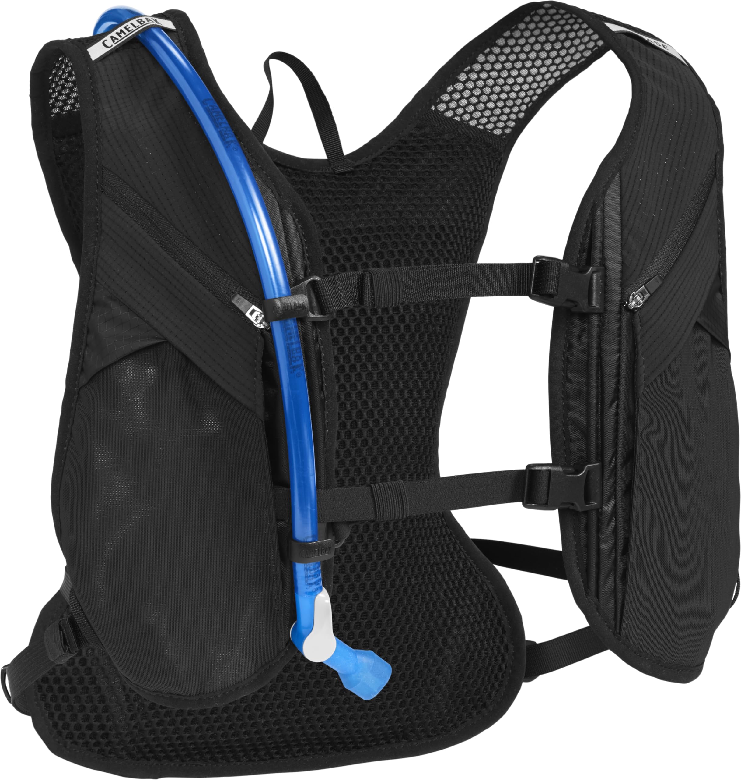 CamelBak Chase Race 4 Vest back view highlights breathable mesh for extended comfort.