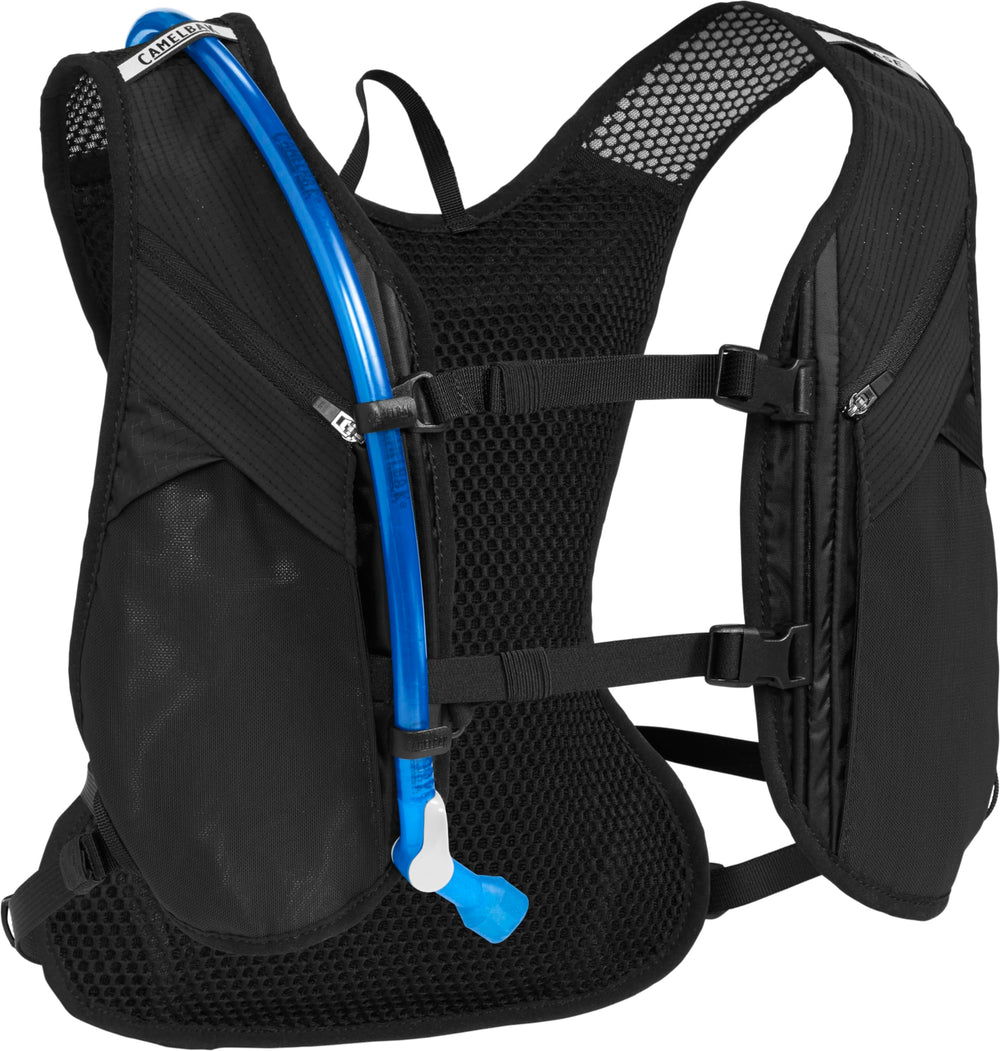 CamelBak Chase Race 4 Vest back view highlights breathable mesh for extended comfort.