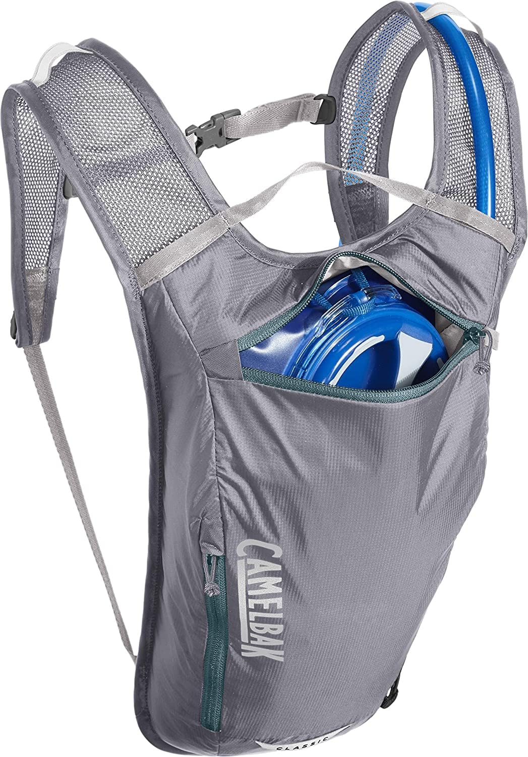 CamelBak Classic Light bungee overflow demonstrates stash-ready layer on the go.