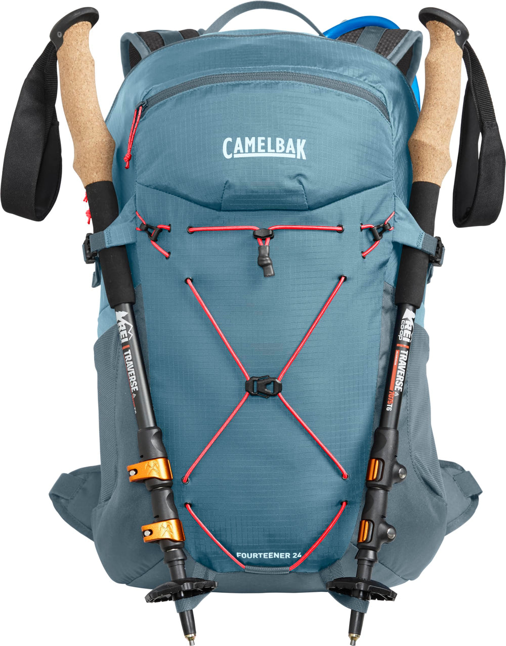 CamelBak Fourteener 24 hip belt close-up shows balanced weight distribution.