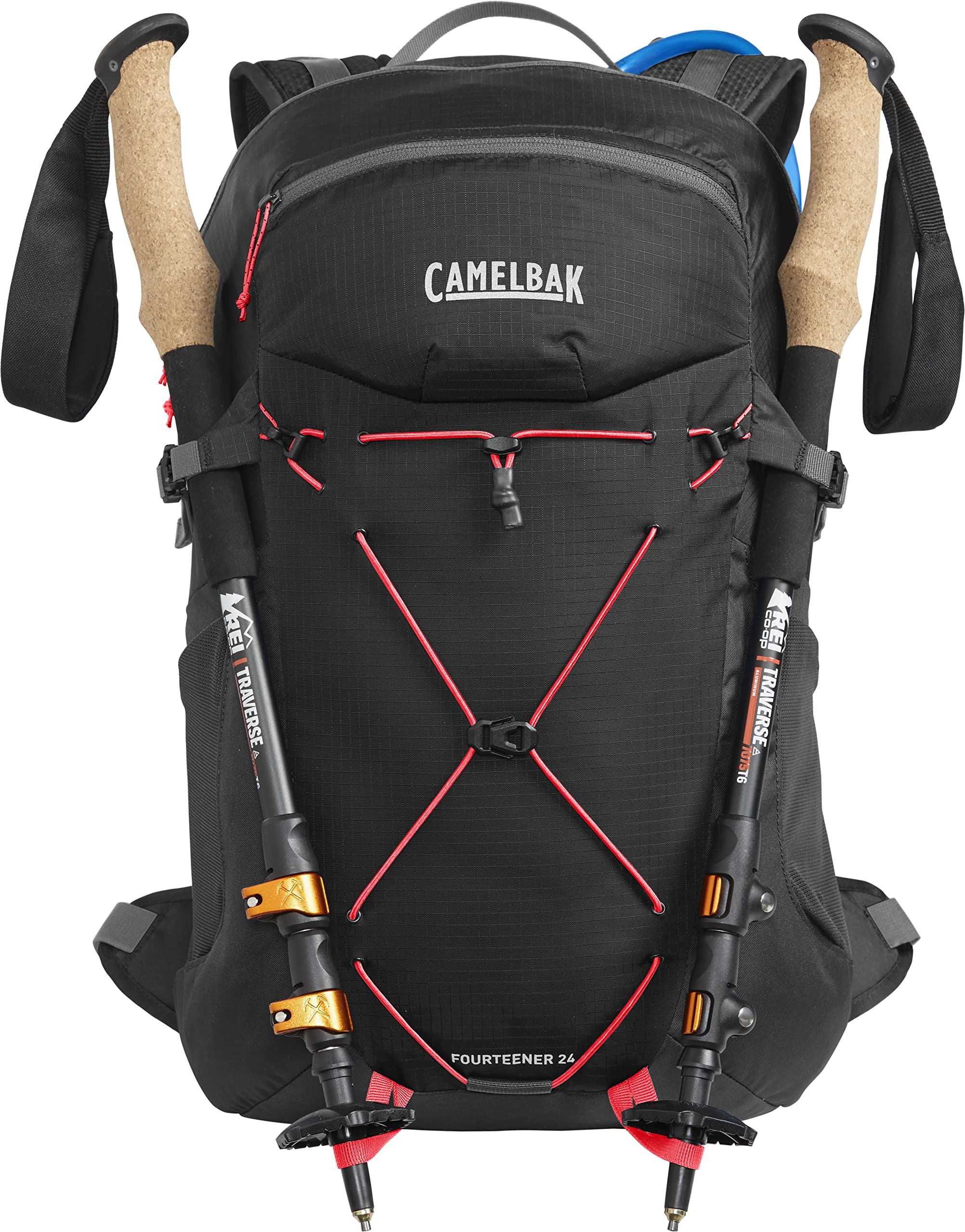 CamelBak Fourteener 24 trekking pole attachment for quick gear access.
