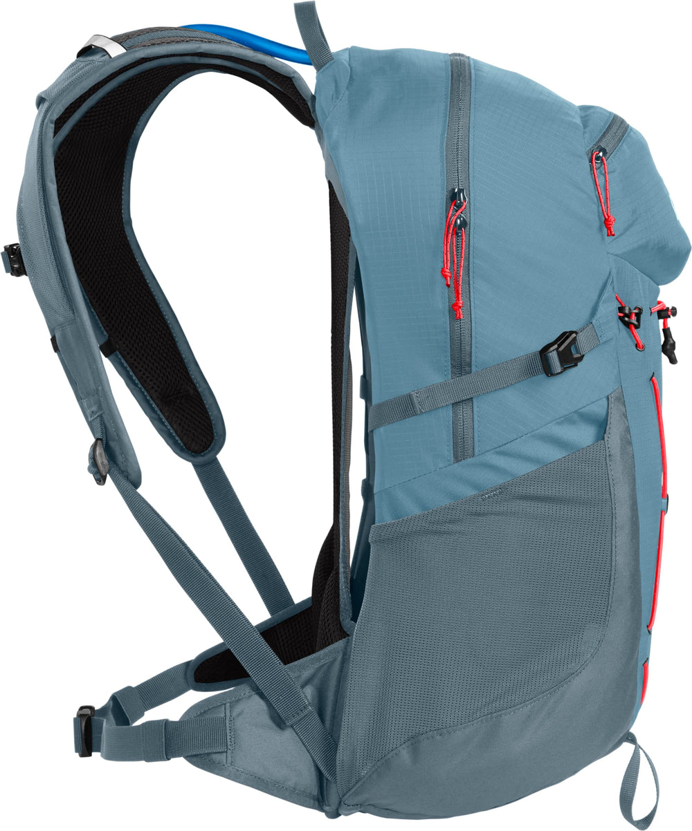 CamelBak Fourteener 24 trekking pole attachment for quick trail setup.