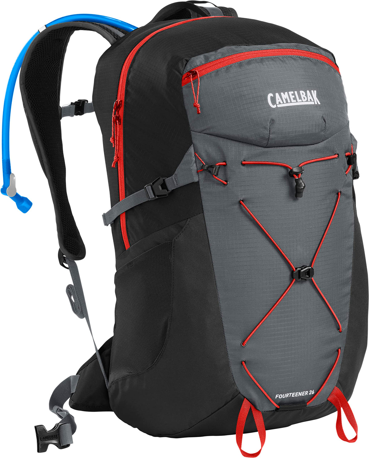 CamelBak Fourteener 26 backpack in graphite and red poppy, designed for all-day comfort.