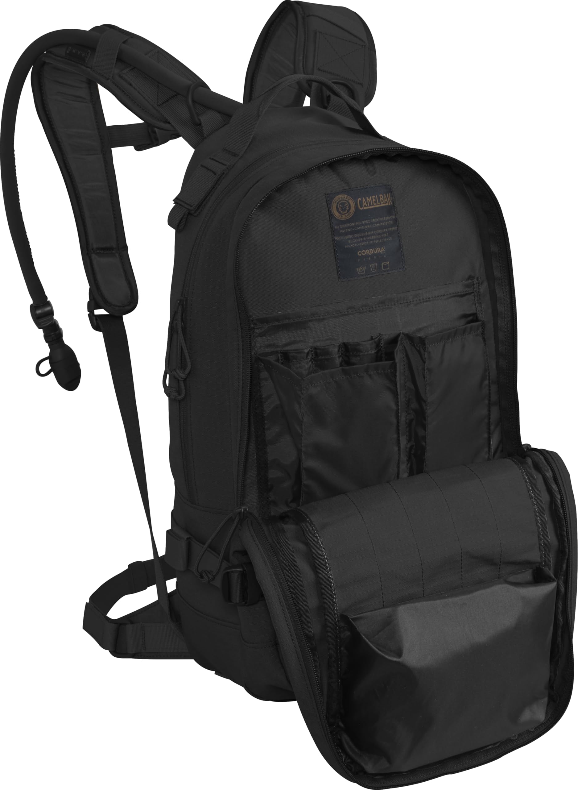 CamelBak H A W G reservoir close-up demonstrates 100 oz capacity for extended use