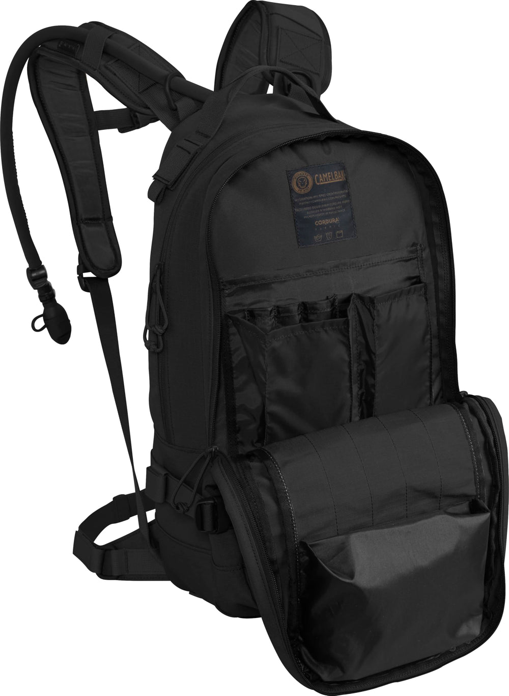 CamelBak H A W G reservoir close-up demonstrates 100 oz capacity for extended use