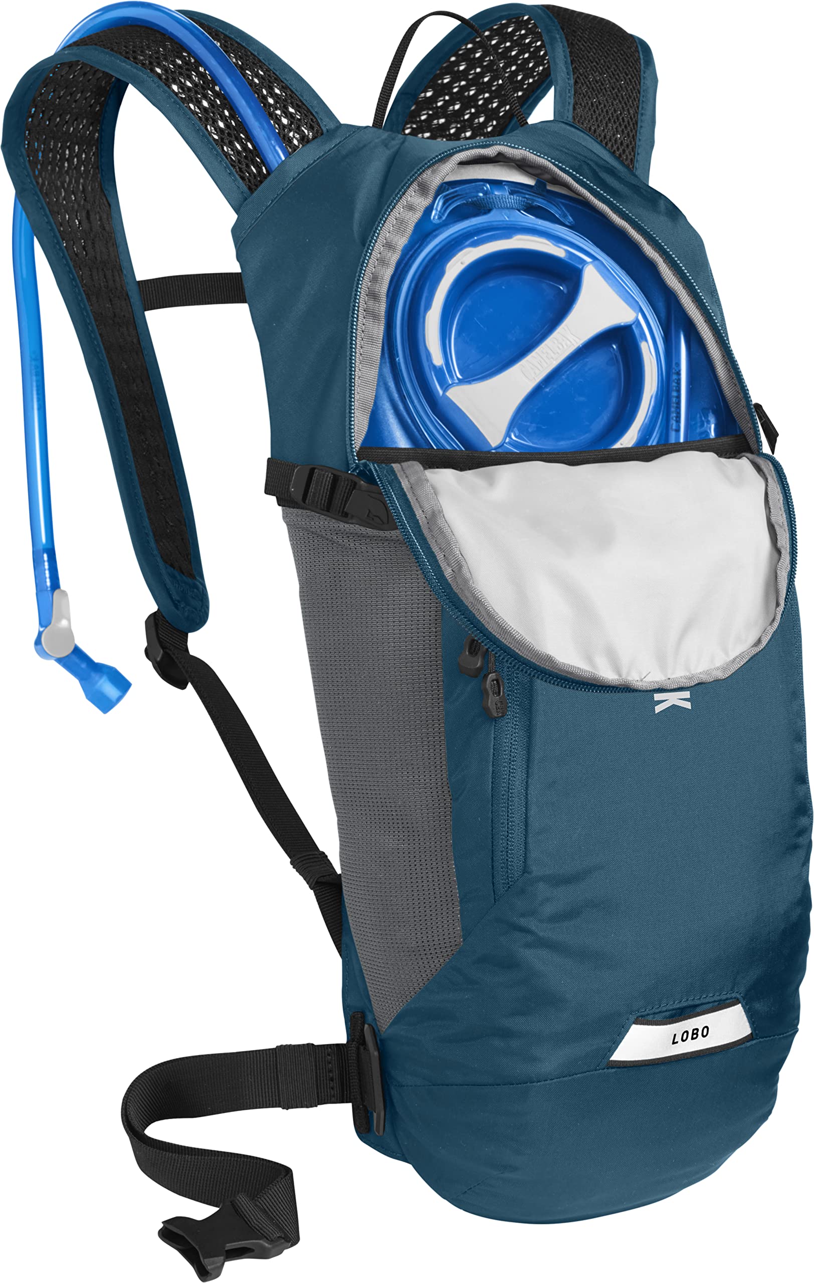 CamelBak Lobo 9 ergonomic refill handle allows quick top-ups before climbs