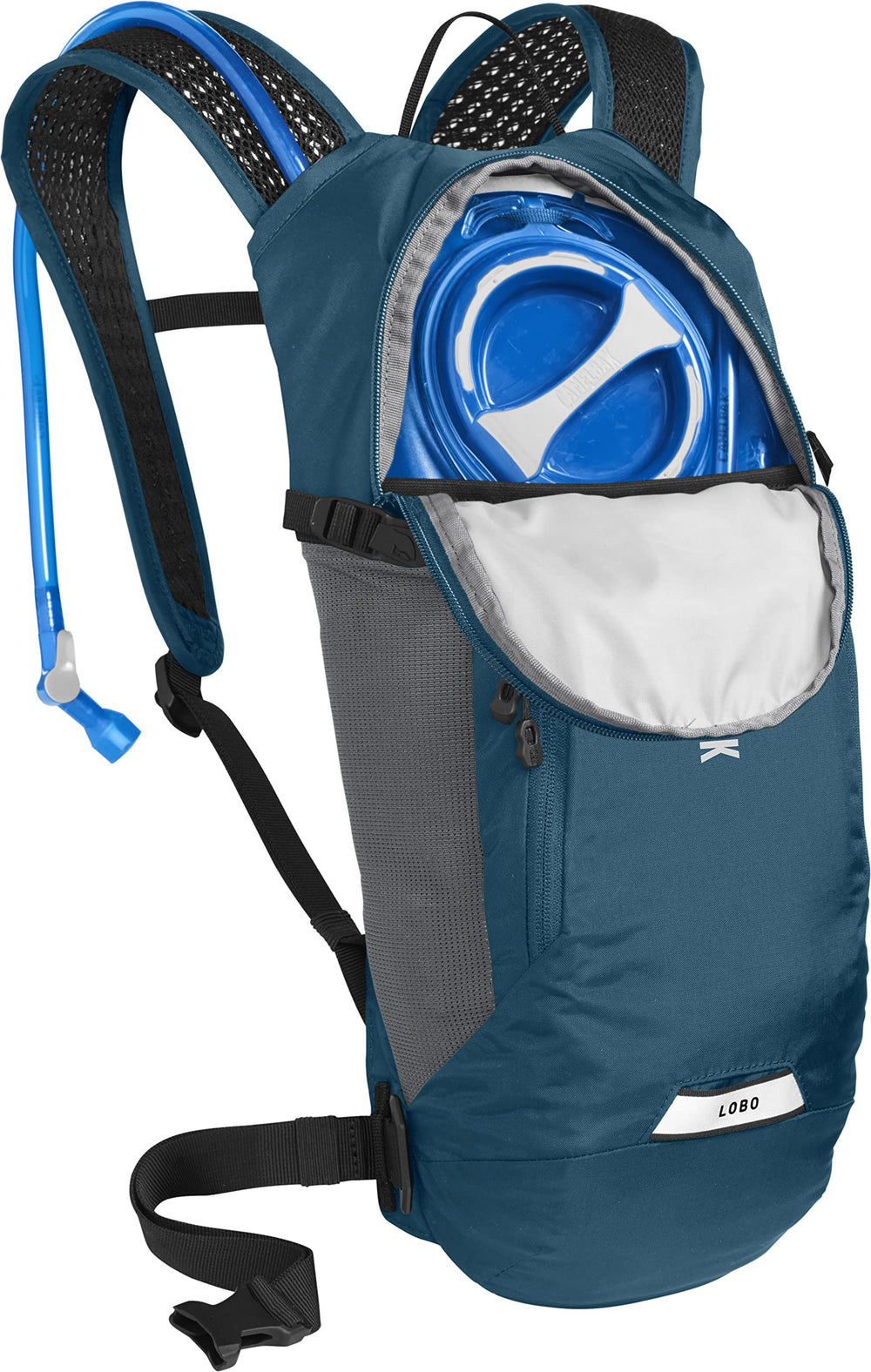 CamelBak Lobo 9 ergonomic refill handle allows quick top-ups before climbs