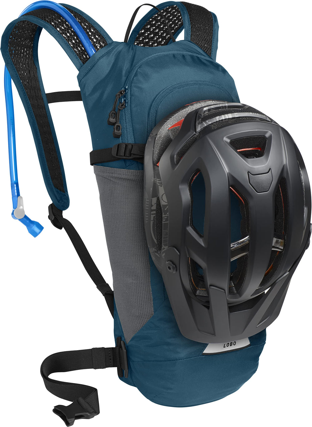 CamelBak Lobo 9 helmet carry keeps gear organized off the bike