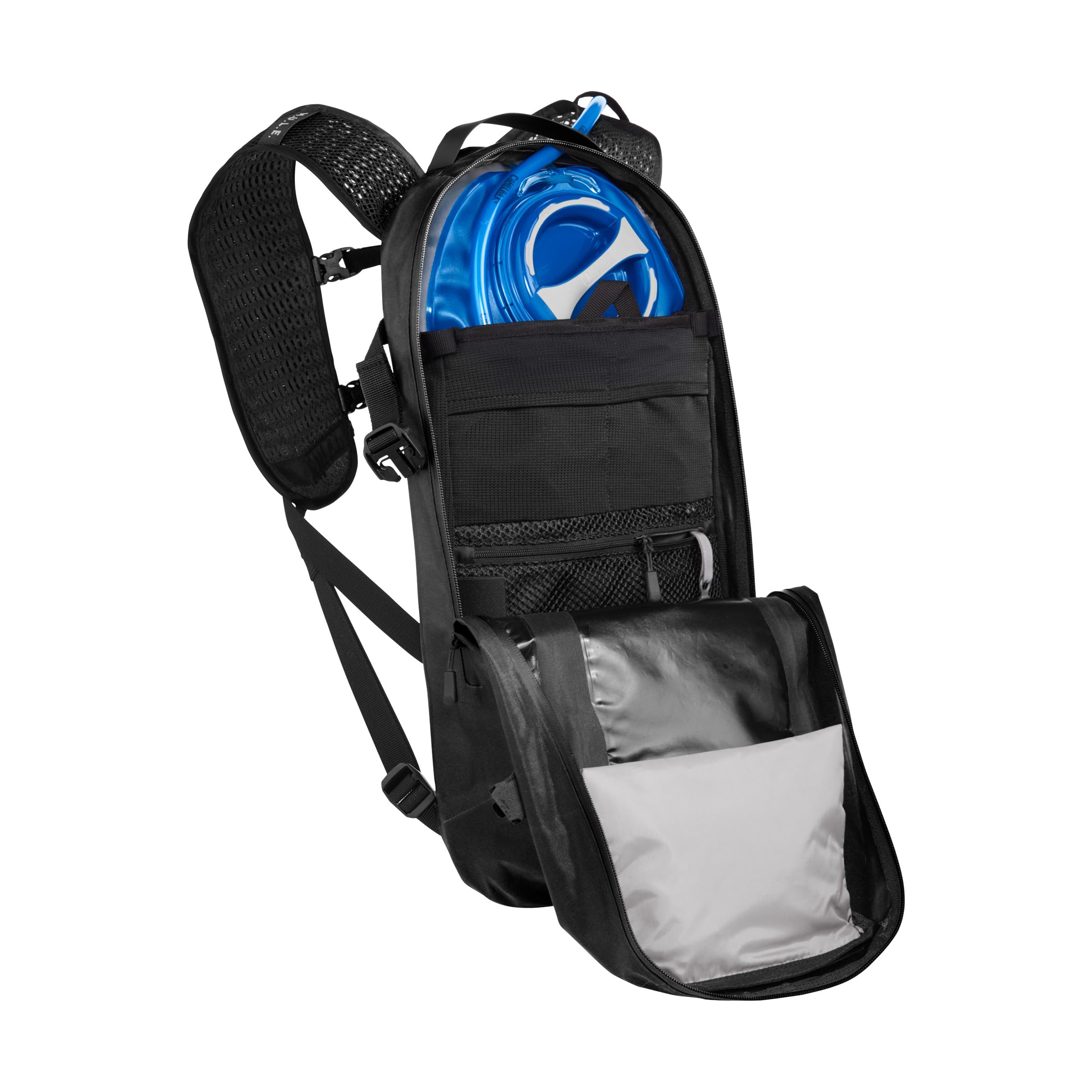 CamelBak M.U.L.E. Evo helmet-carry-system stores gear securely after descents.