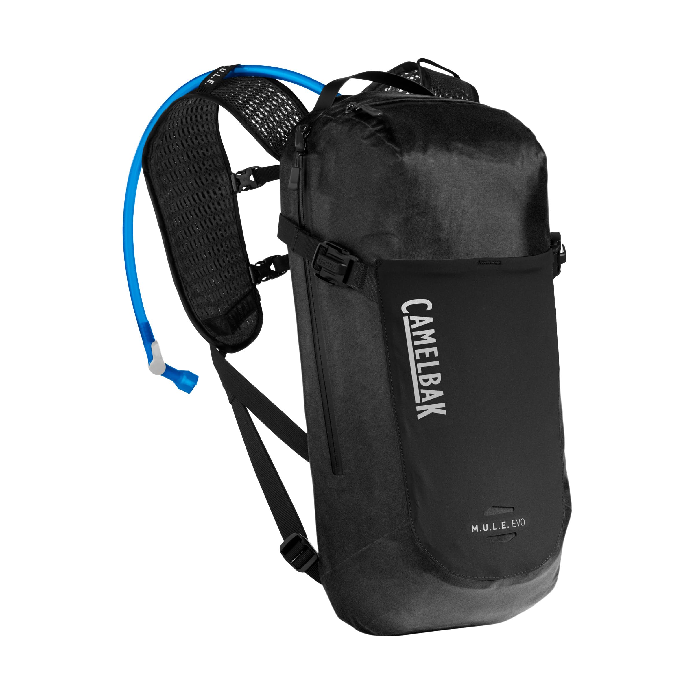 CamelBak M.U.L.E. Evo stormproof-backpack keeps gear dry on wet rides.