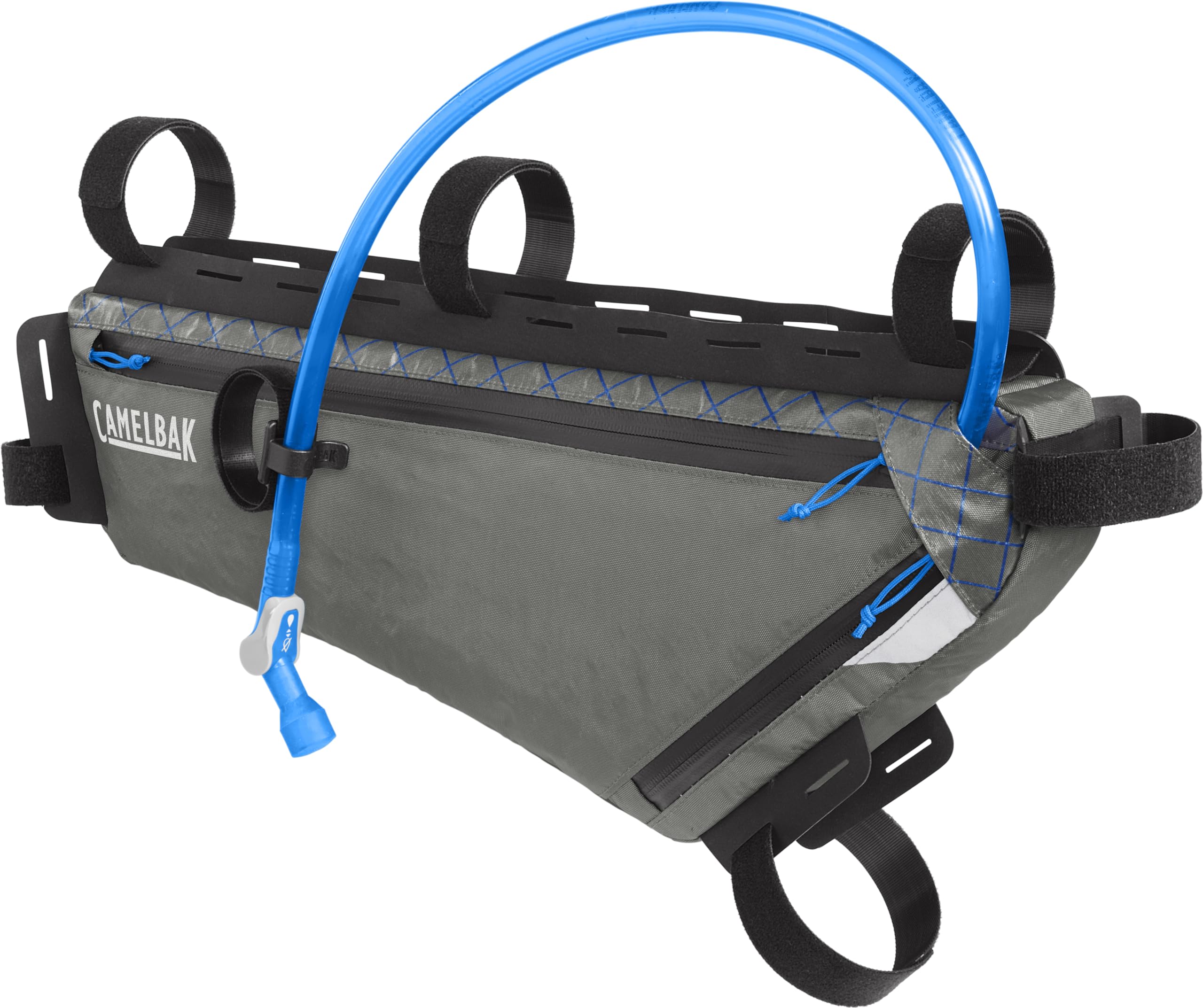 CamelBak M.U.L.E. frame pack with Quick Stow reservoir for extended hydration.