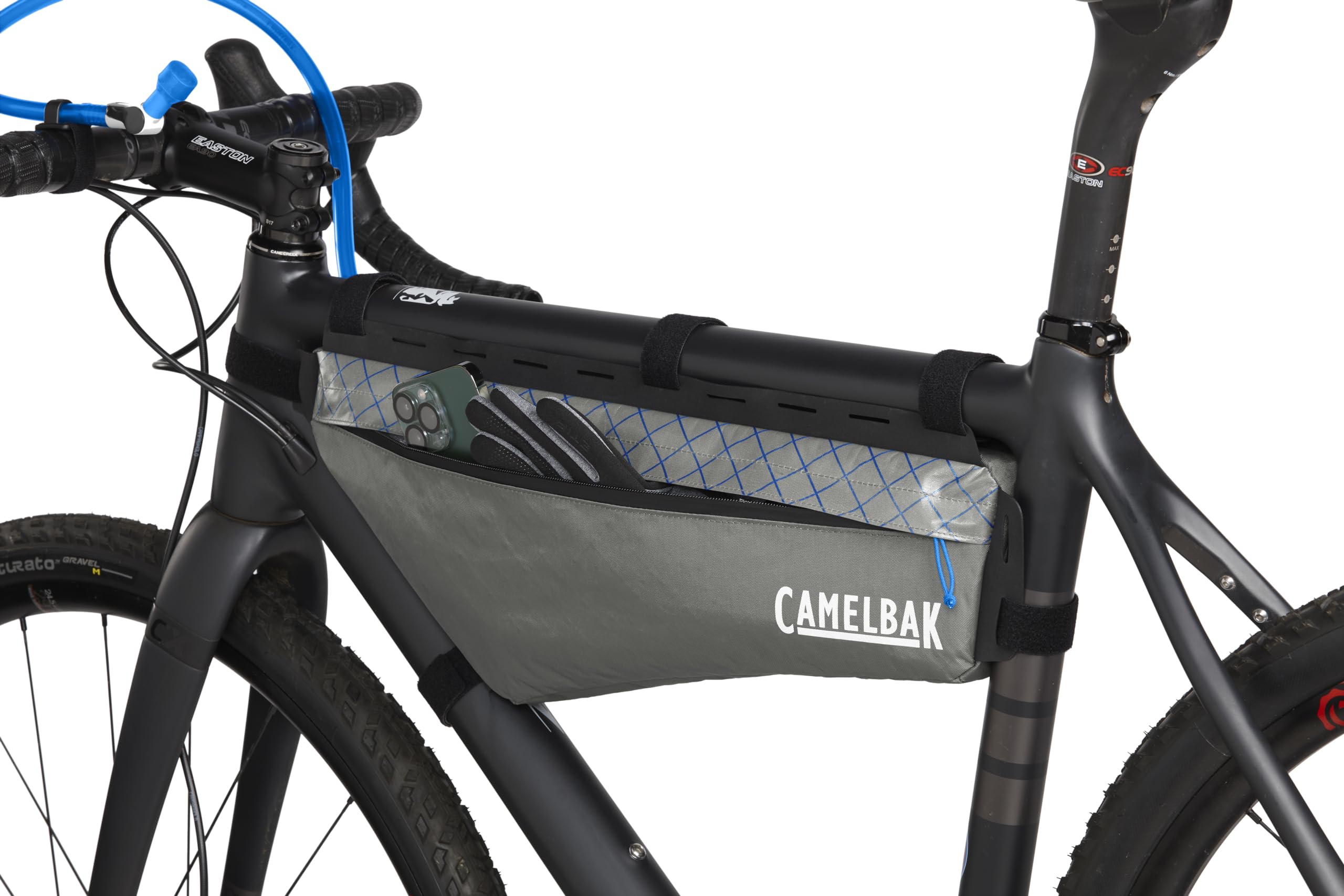 Reflective details on the CamelBak M.U.L.E. frame pack improve low-light visibility.