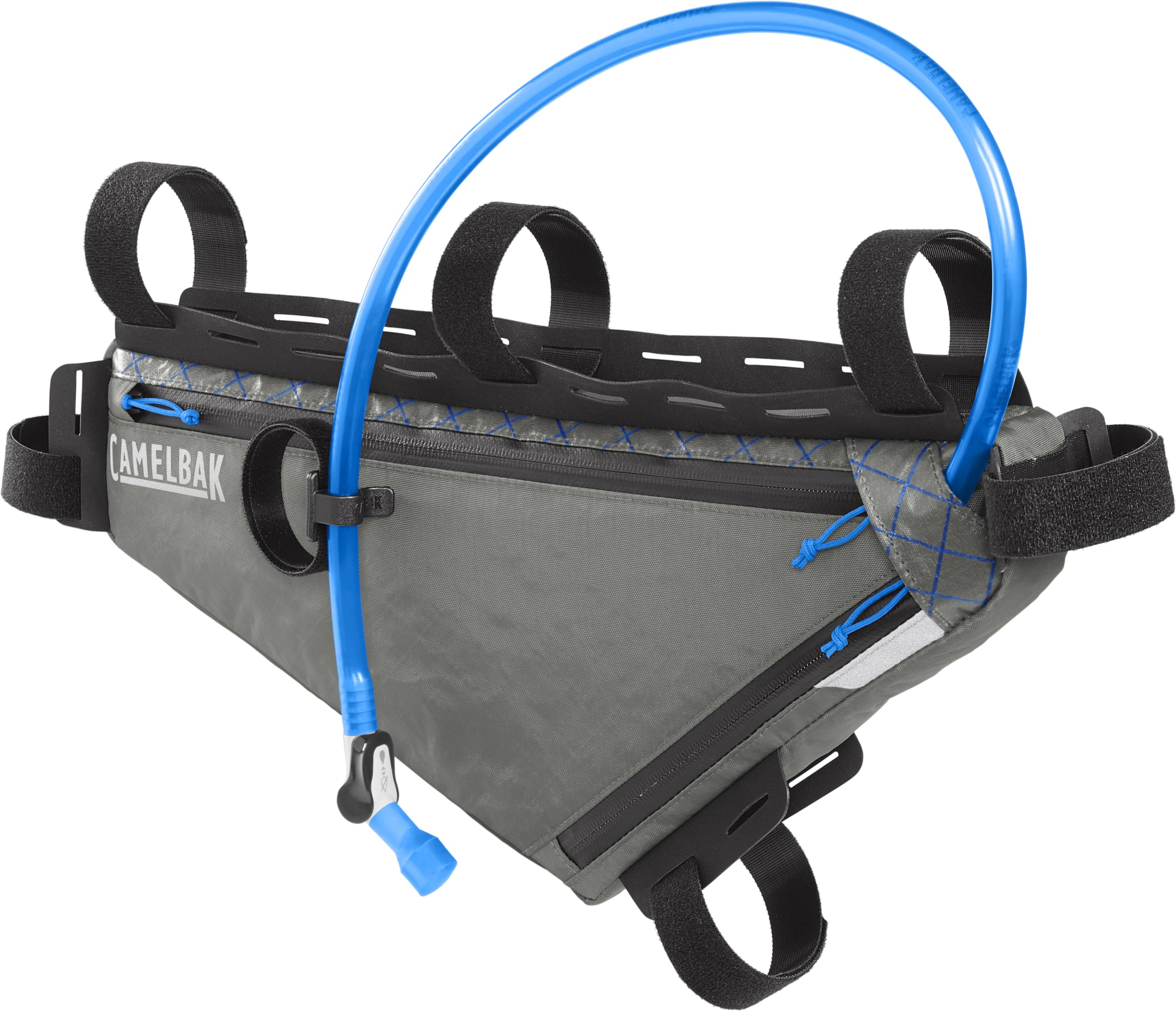 CamelBak M.U.L.E. triangle frame pack mounted on a bike for extended rides.