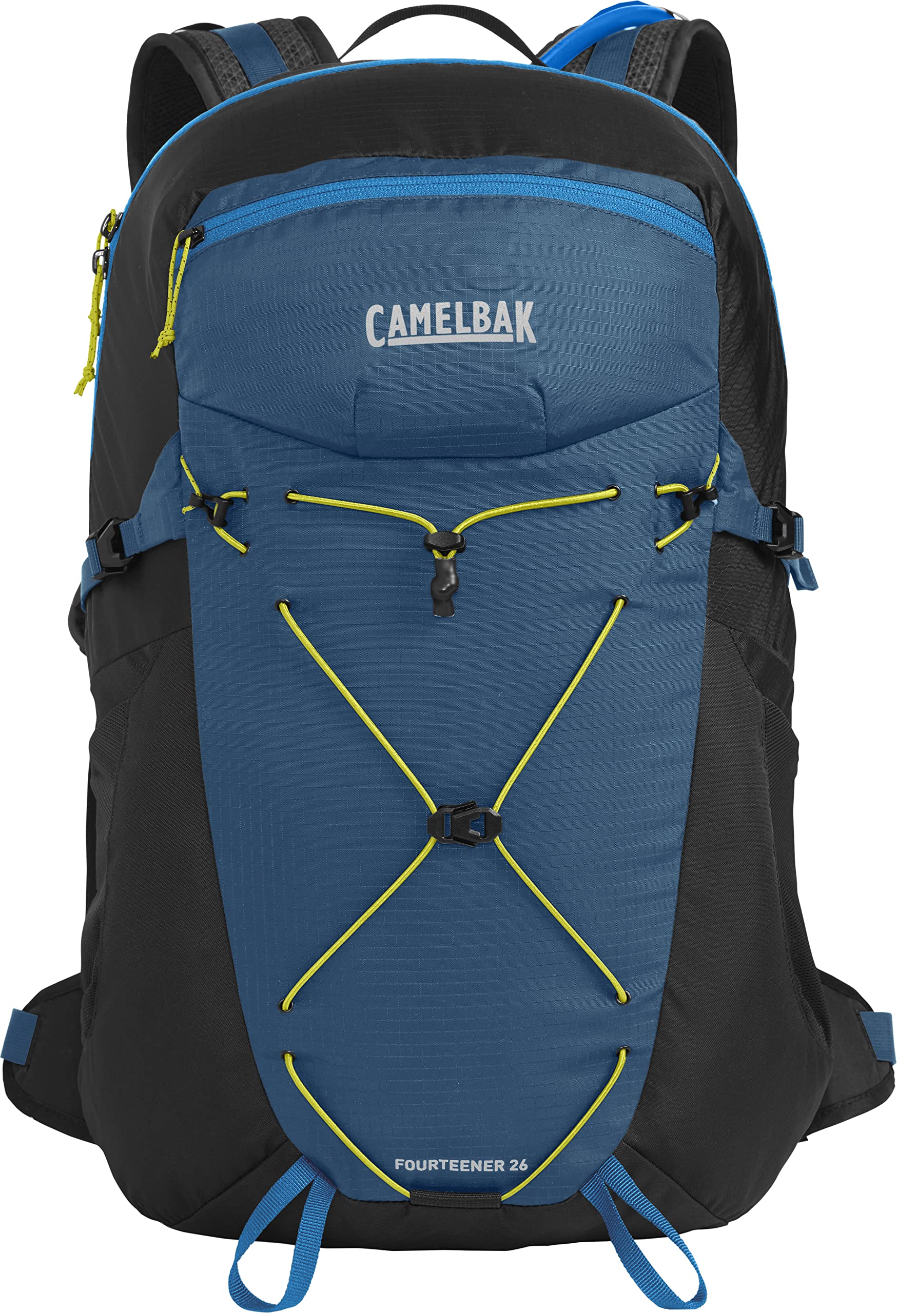 CamelBak padded hip belt stabilizes loads during long rugged hikes.