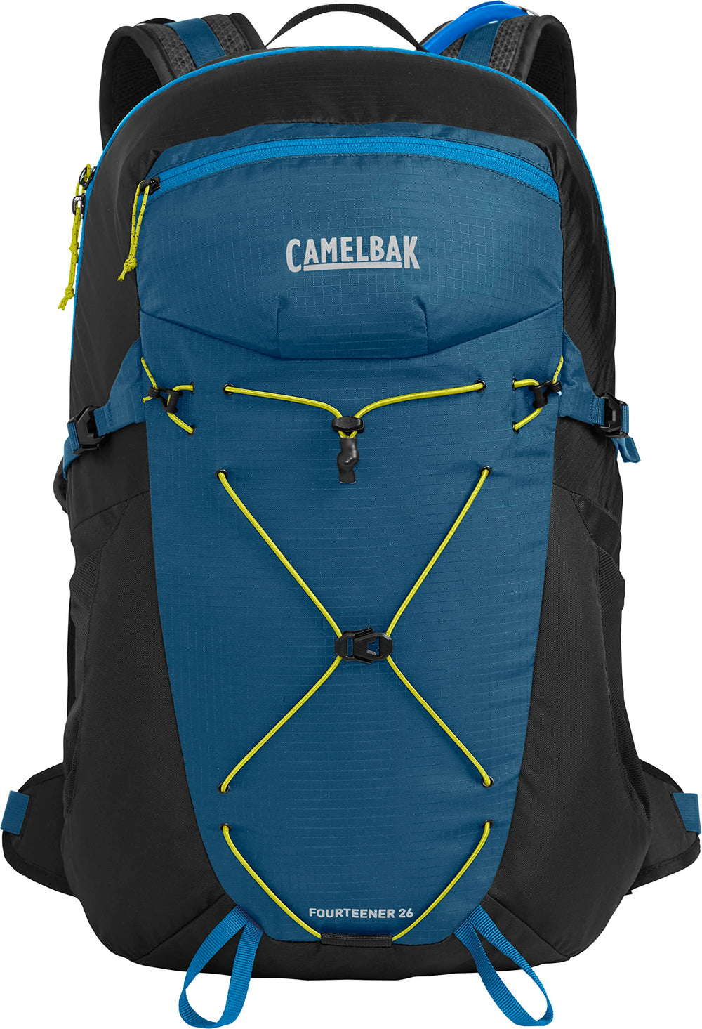 CamelBak padded hip belt stabilizes loads during long rugged hikes.