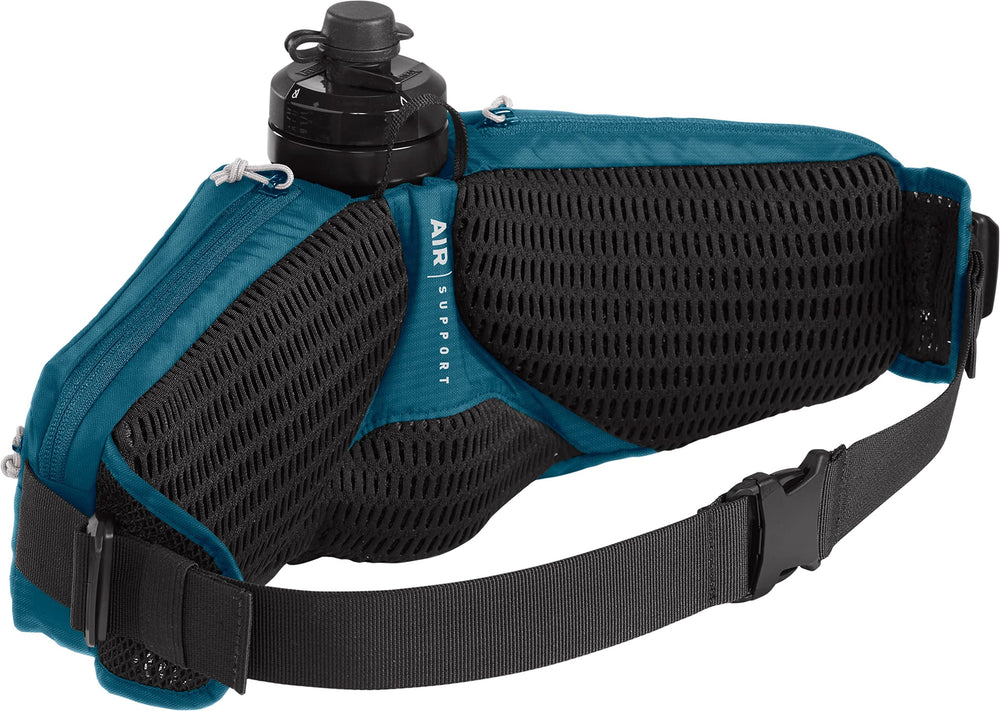 Secure zippered pocket on CamelBak Flow4 hydration belt for essentials