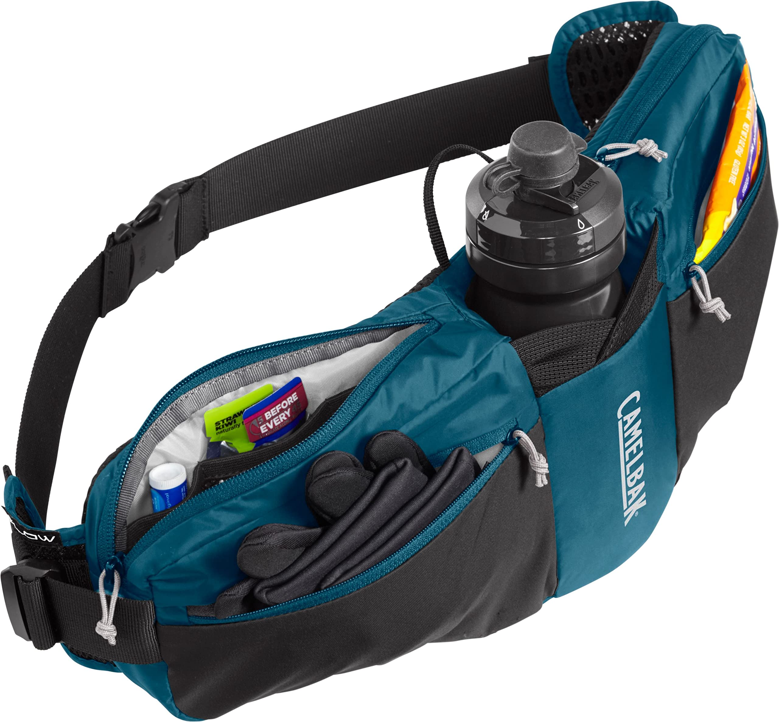 Reflective details on CamelBak Flow4 for visibility on trails