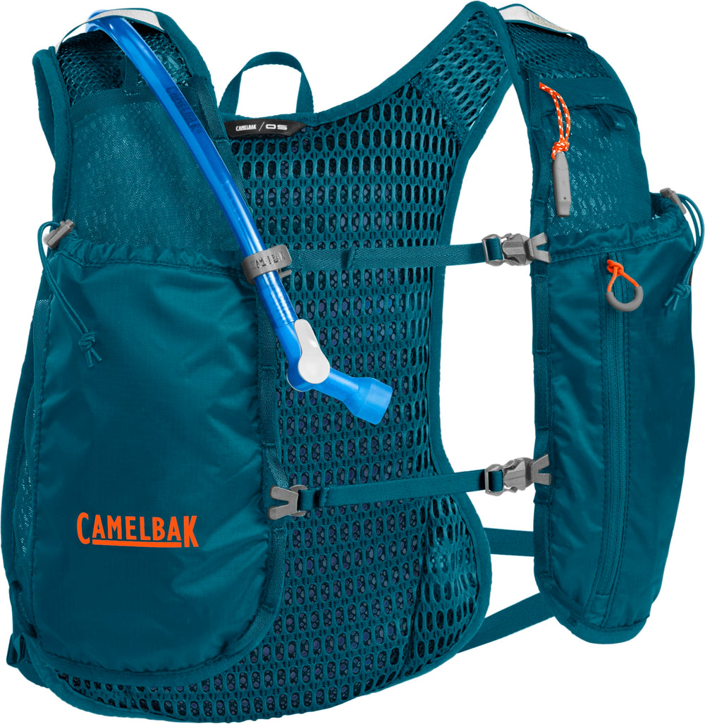 CamelBak Trail Run Vest back view highlighting lightweight design and secure storage on trails.