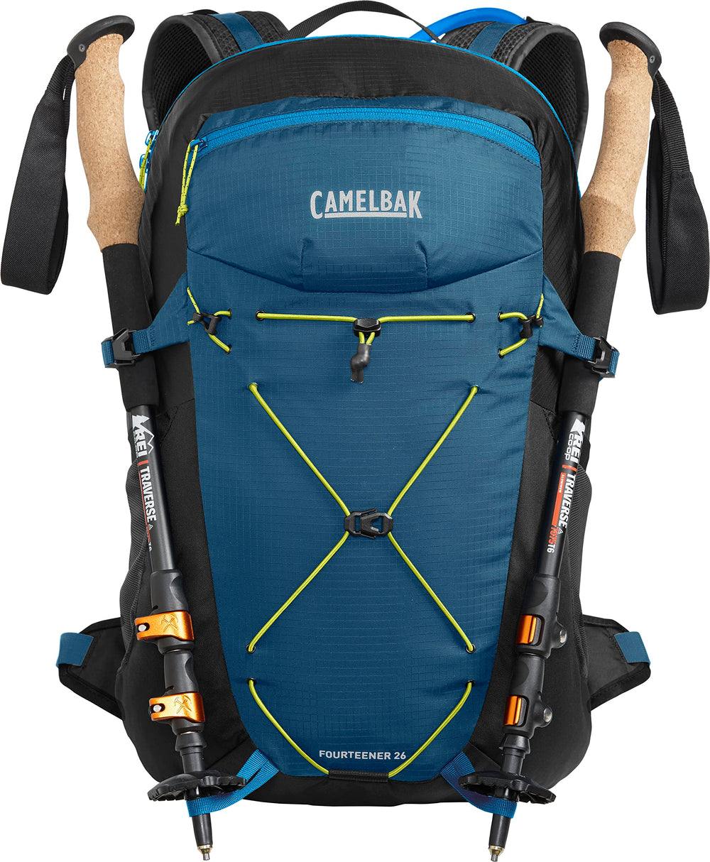 CamelBak trekking pole attachments enhance versatility and on-trail stability.